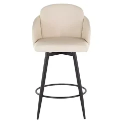 Kirklands Home Bar Stools & Counter Height Stools|Cream Faux Leather Swivel Counter Stools, Set of 2 White