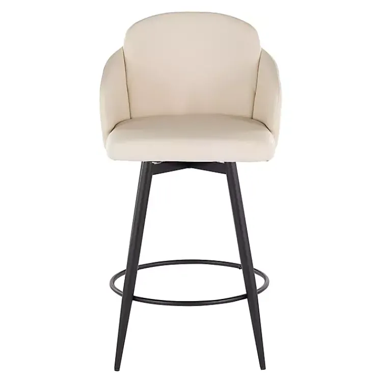 Kirklands Home Bar Stools & Counter Height Stools|Cream Faux Leather Swivel Counter Stools, Set of 2 White