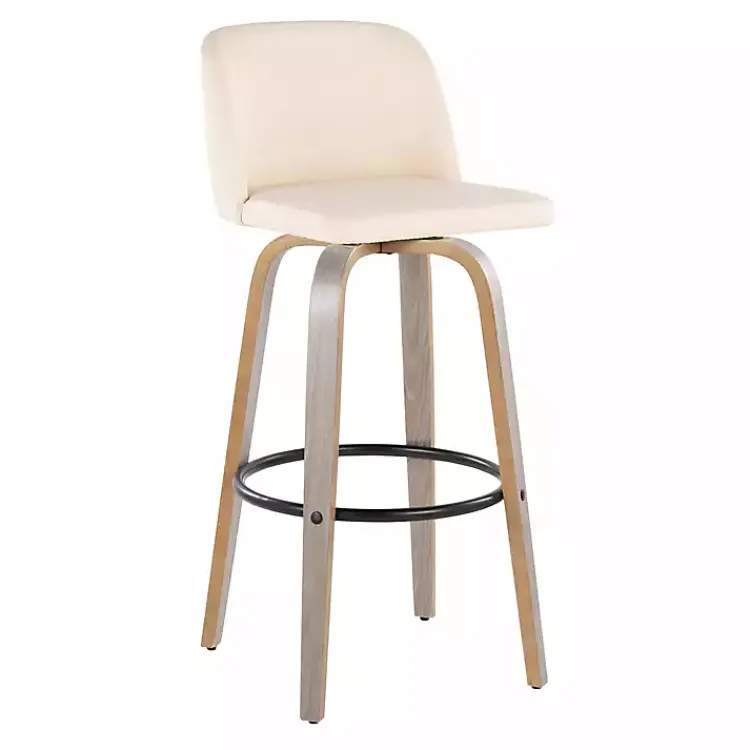 Kirklands Home Bar Stools & Counter Height Stools|Cream Faux Leather Torino Bar Stools, Set of 2 Ivory