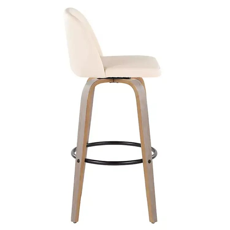 Kirklands Home Bar Stools & Counter Height Stools|Cream Faux Leather Torino Bar Stools, Set of 2 Ivory