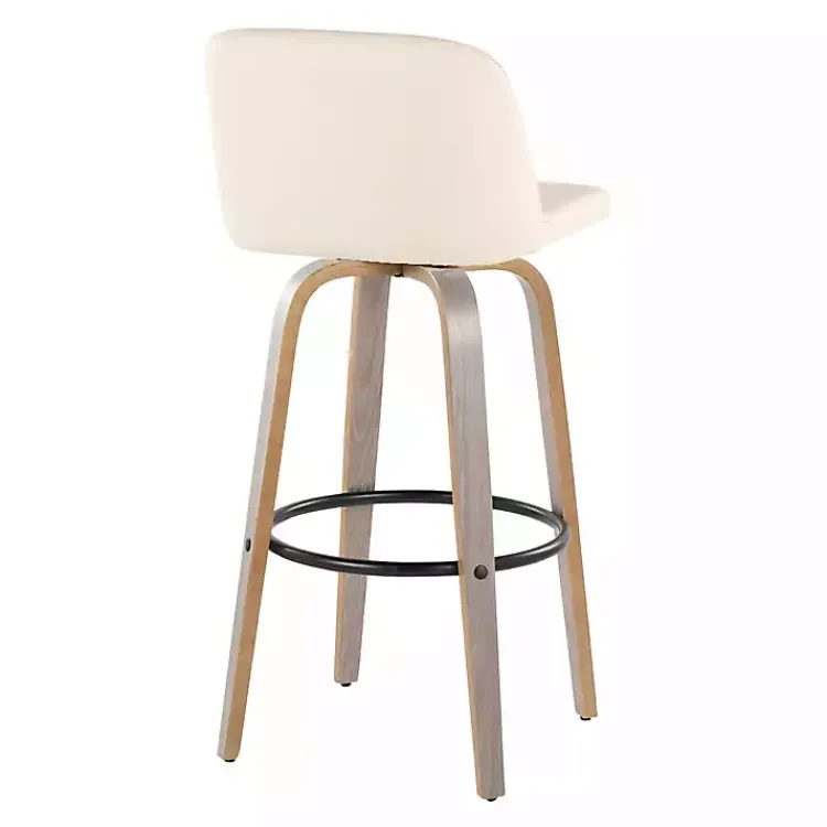 Kirklands Home Bar Stools & Counter Height Stools|Cream Faux Leather Torino Bar Stools, Set of 2 Ivory