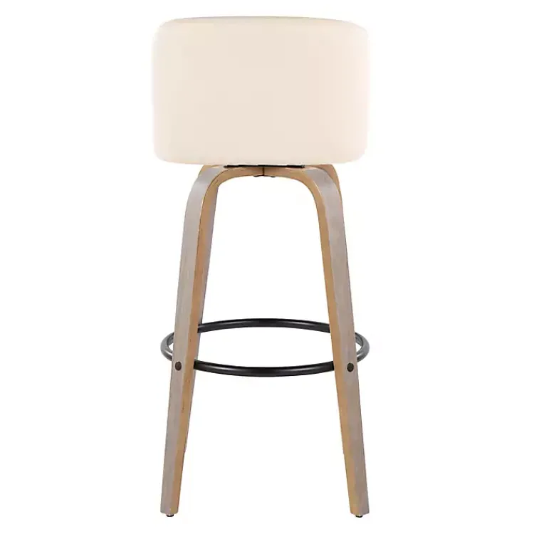 Kirklands Home Bar Stools & Counter Height Stools|Cream Faux Leather Torino Bar Stools, Set of 2 Ivory