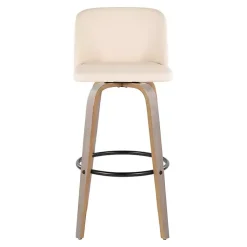 Kirklands Home Bar Stools & Counter Height Stools|Cream Faux Leather Torino Bar Stools, Set of 2 Ivory