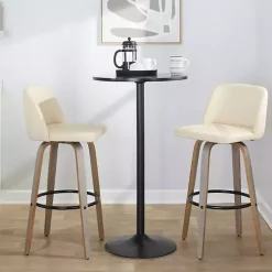 Kirklands Home Bar Stools & Counter Height Stools|Cream Faux Leather Torino Bar Stools, Set of 2 Ivory