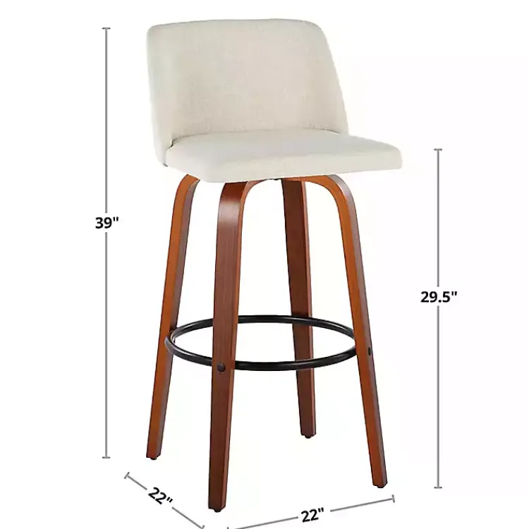 Kirklands Home Bar Stools & Counter Height Stools|Cream Faux Leather Torino Bar Stools, Set of 2 Ivory