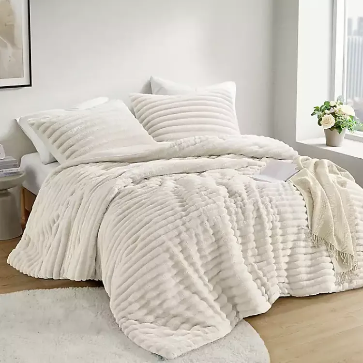 Kirklands Home Comforters|Cream Fluffy Ribbed 2-pc. Twin Comforter Set Ivory