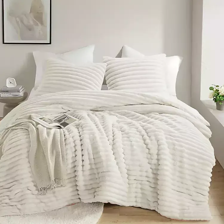 Kirklands Home Comforters|Cream Fluffy Ribbed 2-pc. Twin Comforter Set Ivory