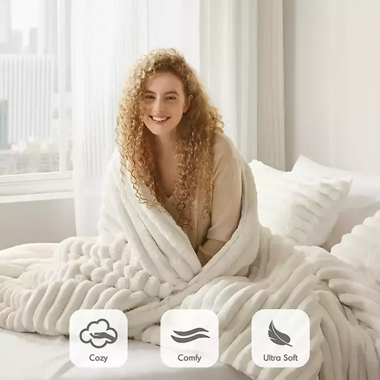 Kirklands Home Comforters|Cream Fluffy Ribbed 2-pc. Twin Comforter Set Ivory