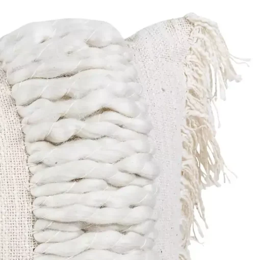 Best Cream Hand Woven Fringe Ends Lumbar Pillow Pillows