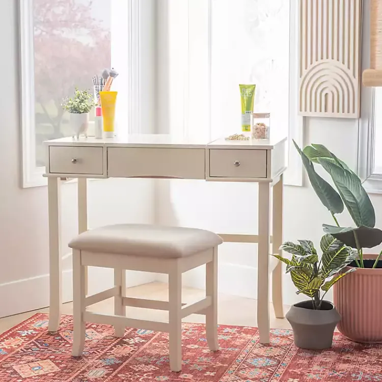 Kirklands Home Dressers & Chests|Cream Jennifer Flip-Top 2-pc. Vanity Set White