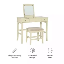 Kirklands Home Dressers & Chests|Cream Jennifer Flip-Top 2-pc. Vanity Set White