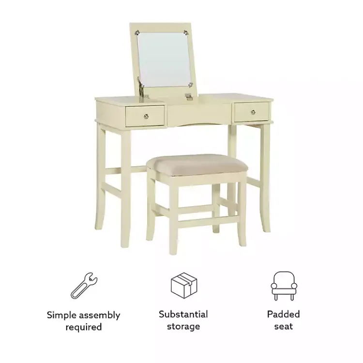 Kirklands Home Dressers & Chests|Cream Jennifer Flip-Top 2-pc. Vanity Set White