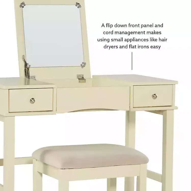 Kirklands Home Dressers & Chests|Cream Jennifer Flip-Top 2-pc. Vanity Set White