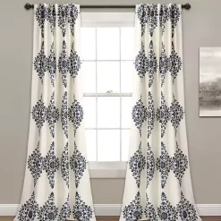 Kirklands Home Curtains & Drapes|Cream Keya Medallion Curtain Panel Set, 84 in.