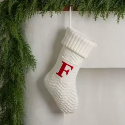 Sale Cream Knit Monogram F Christmas Stocking Monogram Seasonal Decor