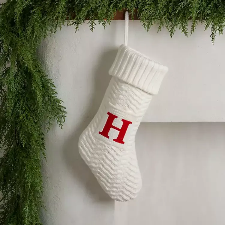 Best Cream Knit Monogram H Christmas Stocking Monogram Seasonal Decor