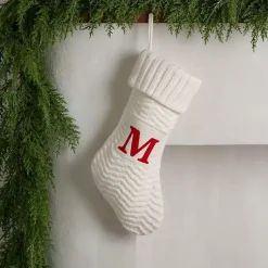 Online Cream Knit Monogram M Christmas Stocking Monogram Seasonal Decor