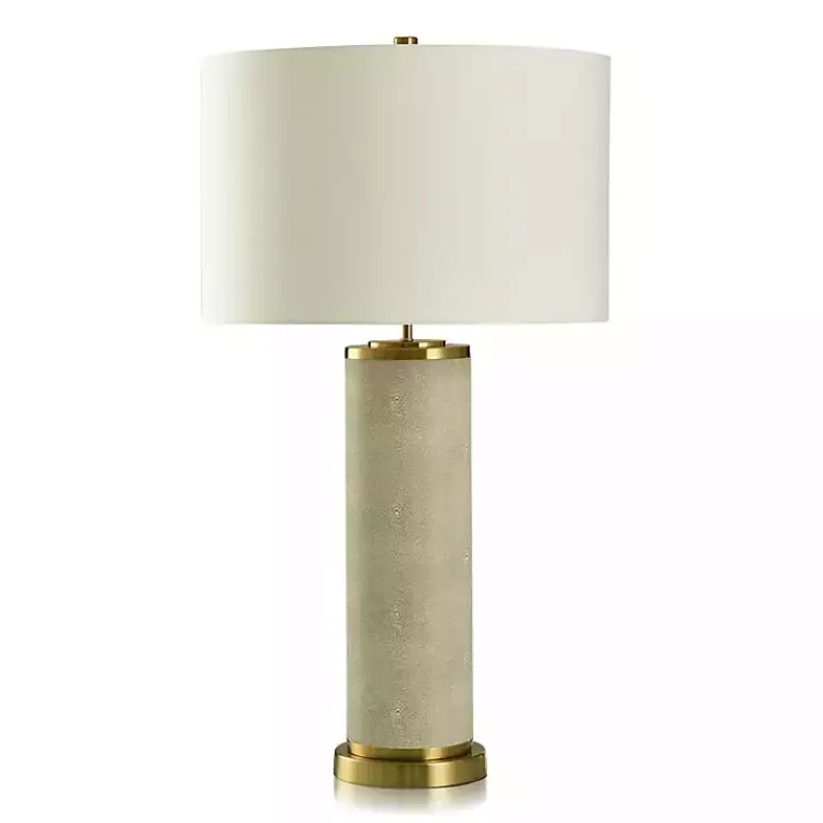 Kirklands Home Table Lamps|Cream Leather and Gold Table Lamp Ivory