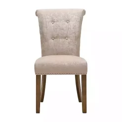Kirklands Home Dining Chairs|Cream Linen Rolled Back Dining Chairs, Set of 2 Ivory