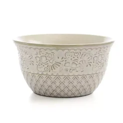 Kirklands Home Dinnerware|Cream Lotus Pattern 16-pc. Square Dinnerware Set Ivory