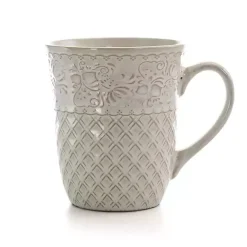 Kirklands Home Dinnerware|Cream Lotus Pattern 16-pc. Square Dinnerware Set Ivory