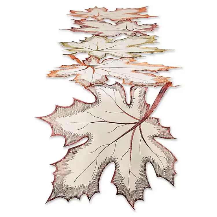 Best Cream Maple Leaves Embroidered Table Runner Fall
