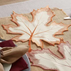 Best Cream Maple Leaves Embroidered Table Runner Fall