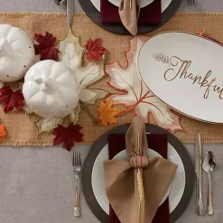 Best Cream Maple Leaves Embroidered Table Runner Fall