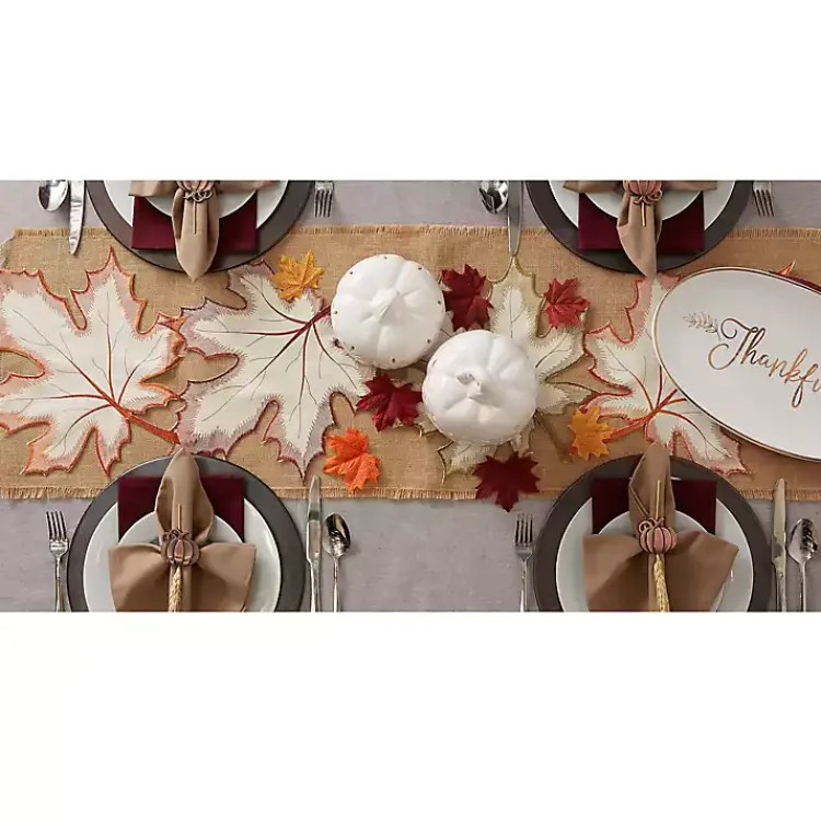 Best Cream Maple Leaves Embroidered Table Runner Fall