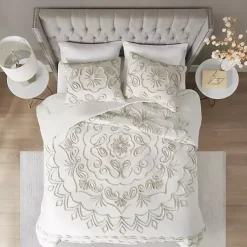 Kirklands Home Comforters|Cream Medallion California King Comforter Set White