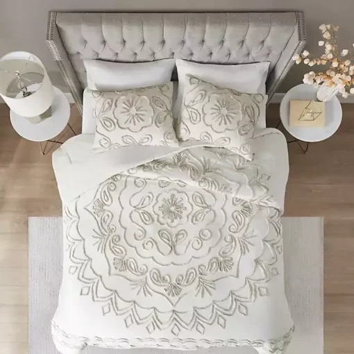 Kirklands Home Comforters|Cream Medallion California King Comforter Set White