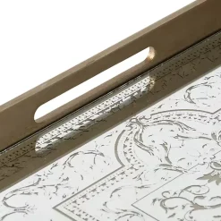 Clearance Cream Moroccan Pattern Tray with Gold Edges Decorative Trays