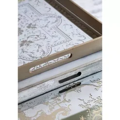 Clearance Cream Moroccan Pattern Tray with Gold Edges Decorative Trays