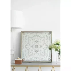 Clearance Cream Moroccan Pattern Tray with Gold Edges Decorative Trays
