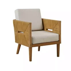 Kirklands Home Accent Chairs|Cream Natural Rattan Accent Chair White