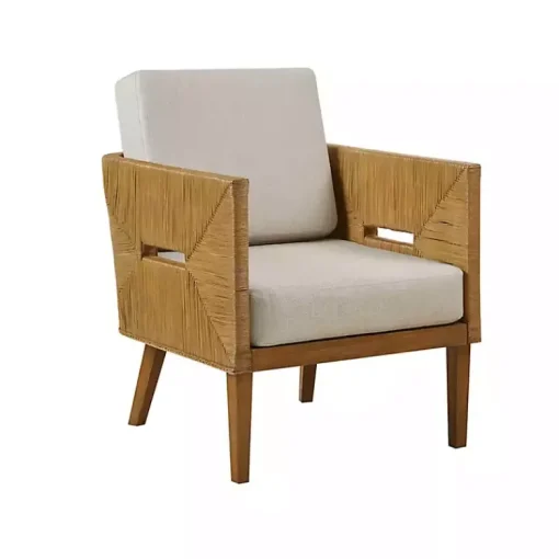 Kirklands Home Accent Chairs|Cream Natural Rattan Accent Chair White