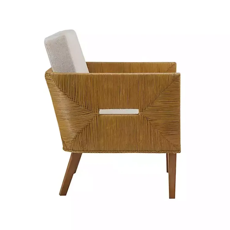 Kirklands Home Accent Chairs|Cream Natural Rattan Accent Chair White
