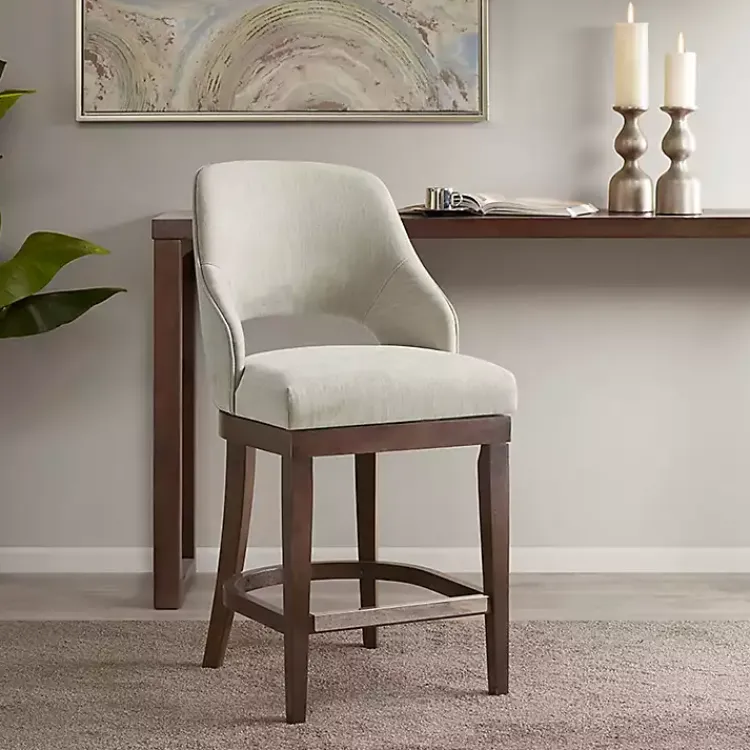 Kirklands Home Bar Stools & Counter Height Stools|Cream Open Back Swivel Base Counter Stool White