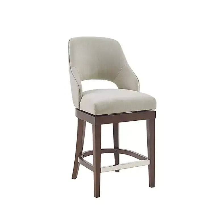 Kirklands Home Bar Stools & Counter Height Stools|Cream Open Back Swivel Base Counter Stool White