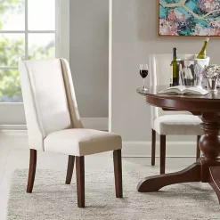 Kirklands Home Dining Chairs|Cream Parson Dining Chairs, Set of 2 Ivory