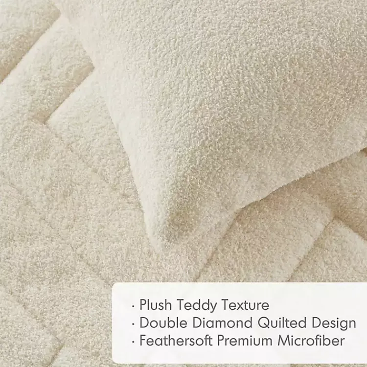 Kirklands Home Comforters|Cream Quilted Teddy 3-pc. King Comforter Set Ivory