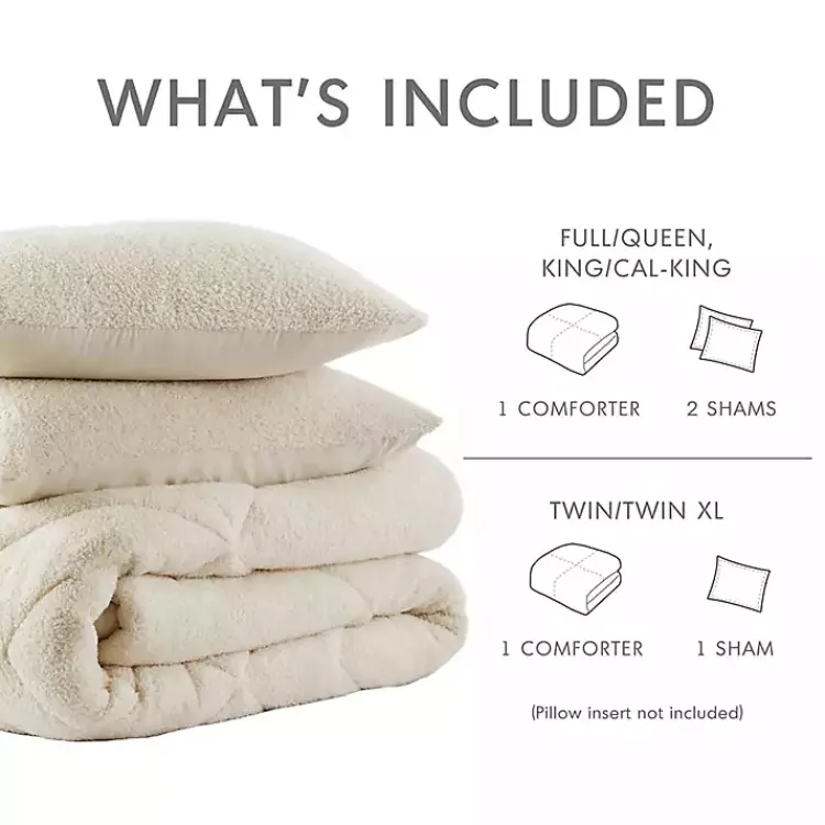 Kirklands Home Comforters|Cream Quilted Teddy 3-pc. King Comforter Set Ivory