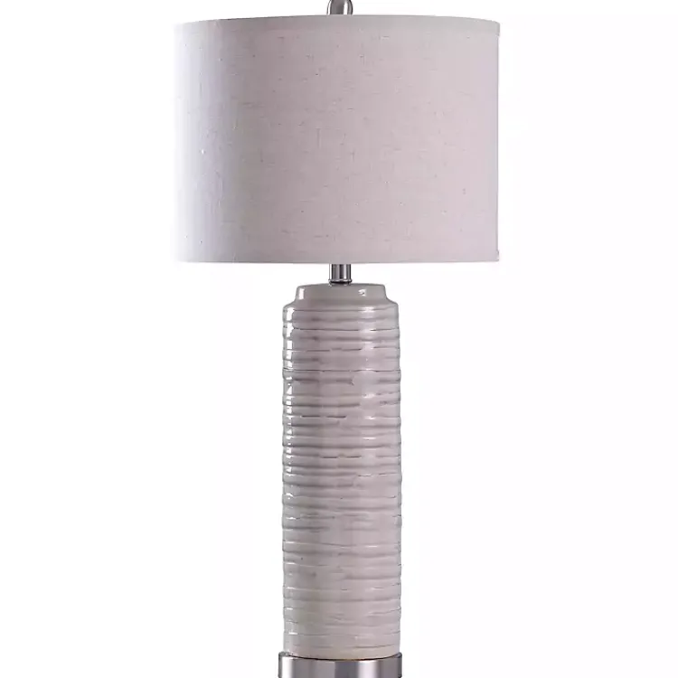 Kirklands Home Table Lamps|Cream Ringed Ceramic Table Lamp White