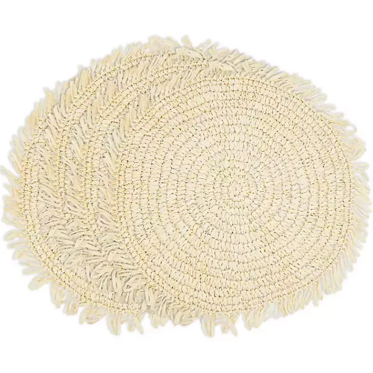 Kirklands Home Table Linens|Cream Rustic Raffia Placemats, Set of 4 Ivory