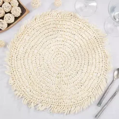 Kirklands Home Table Linens|Cream Rustic Raffia Placemats, Set of 4 Ivory