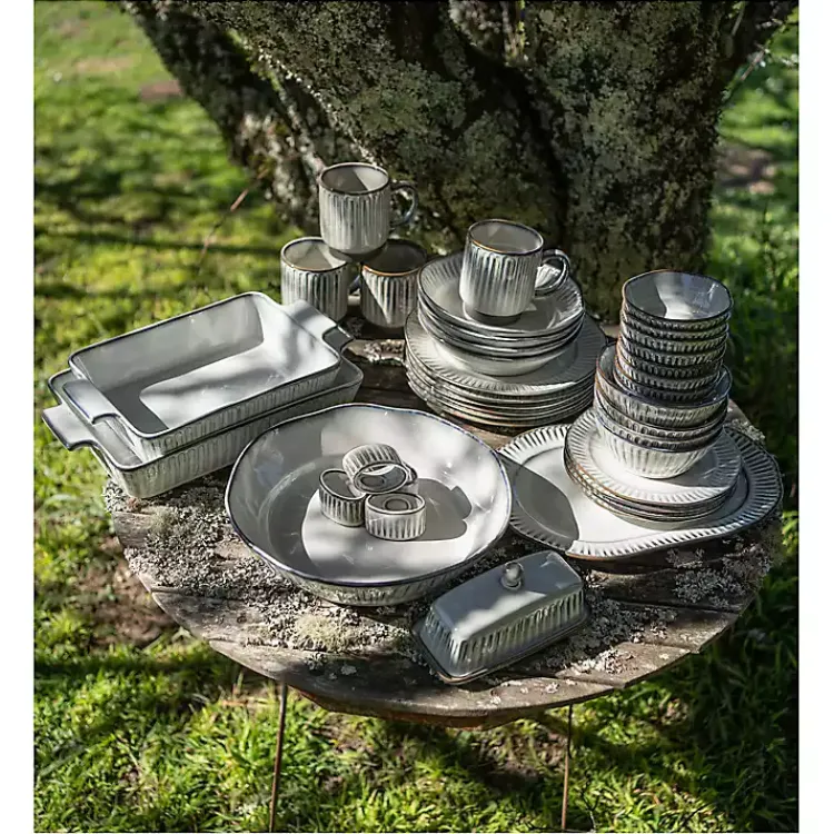 Kirklands Home Serving & Entertaining|Cream Scalloped Clay 2-pc. Serveware Set Ivory