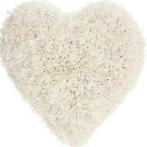 Sale Cream Shaggy Heart Shaped Pillow Valentines Day Decorations
