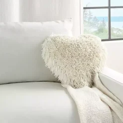 Sale Cream Shaggy Heart Shaped Pillow Valentines Day Decorations
