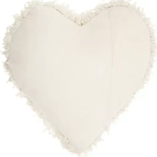 Sale Cream Shaggy Heart Shaped Pillow Valentines Day Decorations