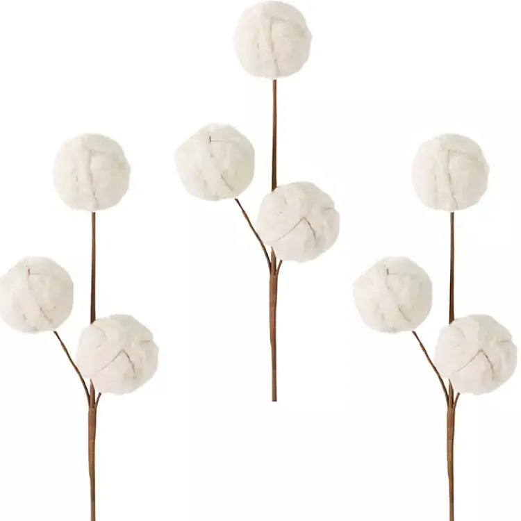 Sale Cream Sherpa Ball Christmas Spray Stems, Set of 3 Christmas Tree Decorations